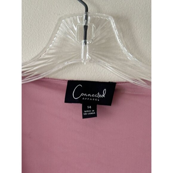 Connected Apparel  Pink Tie Front Open Shrug Cardigan Crop Sheer Long Sleeve NWT - Picture 3 of 9